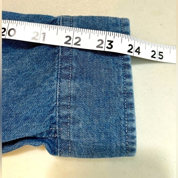 America First DOCKERS Denim Button Up Shirt W/USA Patch Size Medium - Picture 11 of 12